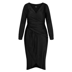 CITY CHIC Marissa Long Sleeve Midi Dress - black